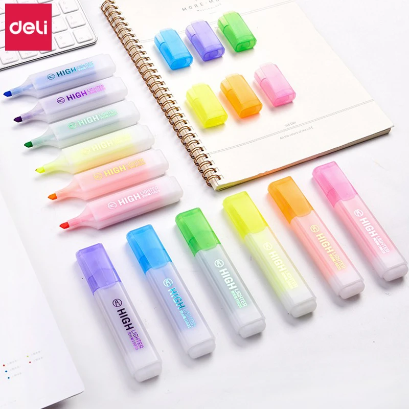 6 Colors Highlighter Marker Pen Bookmark Drawing Marker Kids Stationery DIY Set
