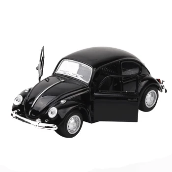 

Simulation Pull Back Alloy Retro Toy Car, Decorative Ornaments, with Sound and Light, Door Can Be Opened, Black