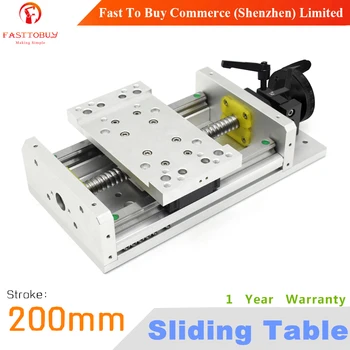 

200mm Stroke C7 CNC Sliding Table Lead Screw 1605 Manual Operation Linear Guides Repositioning Resolution 0.02mm for CNC Machine