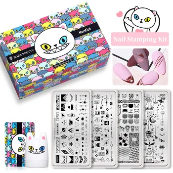 

BORN PRETTY&KUNCAT Nail Stamping Set Signe Jointly Stamping Polish With Stamper Scraper Kit Stamping Template DIY Design Tool