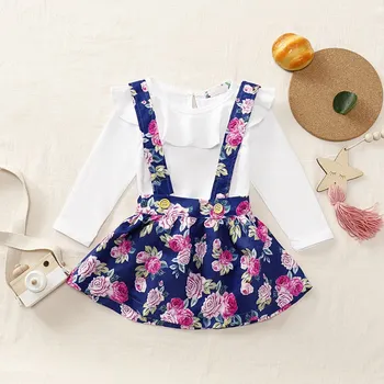 

Baby Girl Clothing Long Sleeve Cotton Infant Girls T-shirt Blouse Strap Floral Skirts Casual Outfits Baby Set Baby Clothes