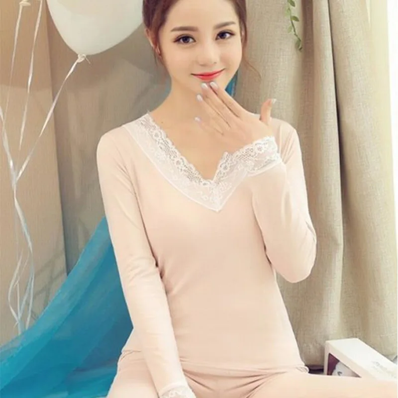 

New Style Winter Women's Warm Pajamas Solid Color V-neck Lace-up Home Wear Long-sleeve Suit Qmilch Fleece Set
