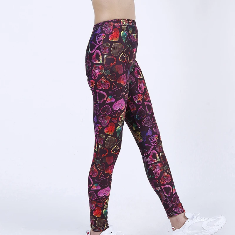 YSDNCHI Brand Fashion Women Pants Summer Colorful Love Printing High Waist Soft Workout Leggings Elastic Gym Sports Leggins compression leggings