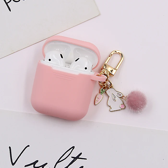 For Airpods Case Rabbit beer fruit Bluetooth Wireless Protective Cover For AirPods Silicone Charging Box Case beautiful Keychain