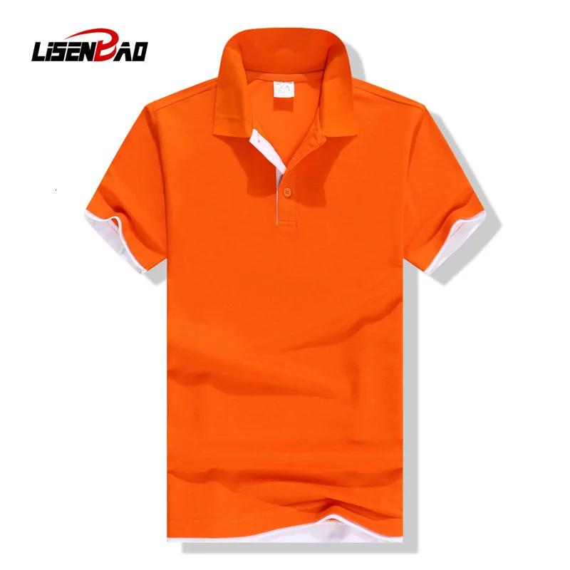 1757 orange white LiSENBAO брендовая Летняя мужская рубашка поло, хлопковая рубашка с коротким рукавом, деловая приталенная рубашка поло с коротким рукавом, дышащая футболка-поло - Цвет: 1757 orange white