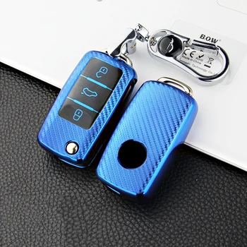 

Soft TPU Carbon fiber Texture Car Key Case Cover Shell For VW Golf Bora Jetta POLO Passat Skoda Octavia A5 Fabia SEAT Ibiza Leon