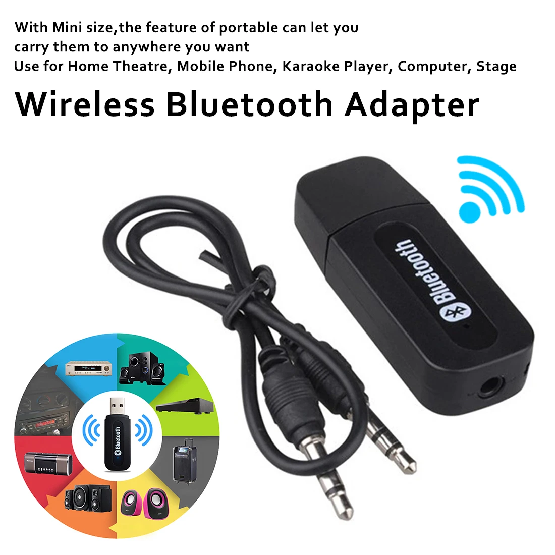 

USB Bluetooth AUX Wireless Car Audio Receiver A2DP Music Receiver Adapter for Android/IOS Mobile Phone 3.5mm Jack