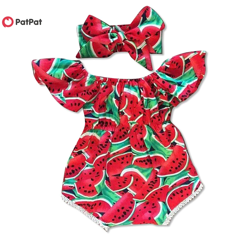 PatPat 2020 Nuovo Arrivo di Estate Del Bambino Delle Ragazze Anguria Stampa  Tuta e Caschetto Costume Intero Vestiti Del Bambino - AliExpress Mother \u0026  Kids