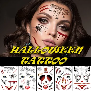 

Halloween Tattoo Stickers Environmental Waterproof Halloween Decor Tattoo stickers Scary Scar Facial Halloween Stickers #LR1
