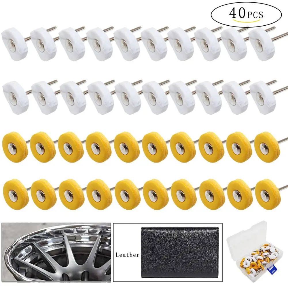 

Muslin Polishing Buffing Wheel Buffs Set Fits Dremel Rotary Tools 3mm Shank 40 Pieces