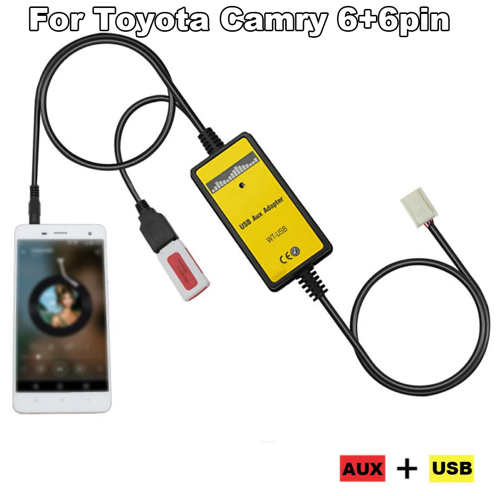 Автомобильный mp3 плеер радио интерфейс Aux USB вход Адаптер для Toyota Camry 6+ 6pin абсолютно и высококачественный
