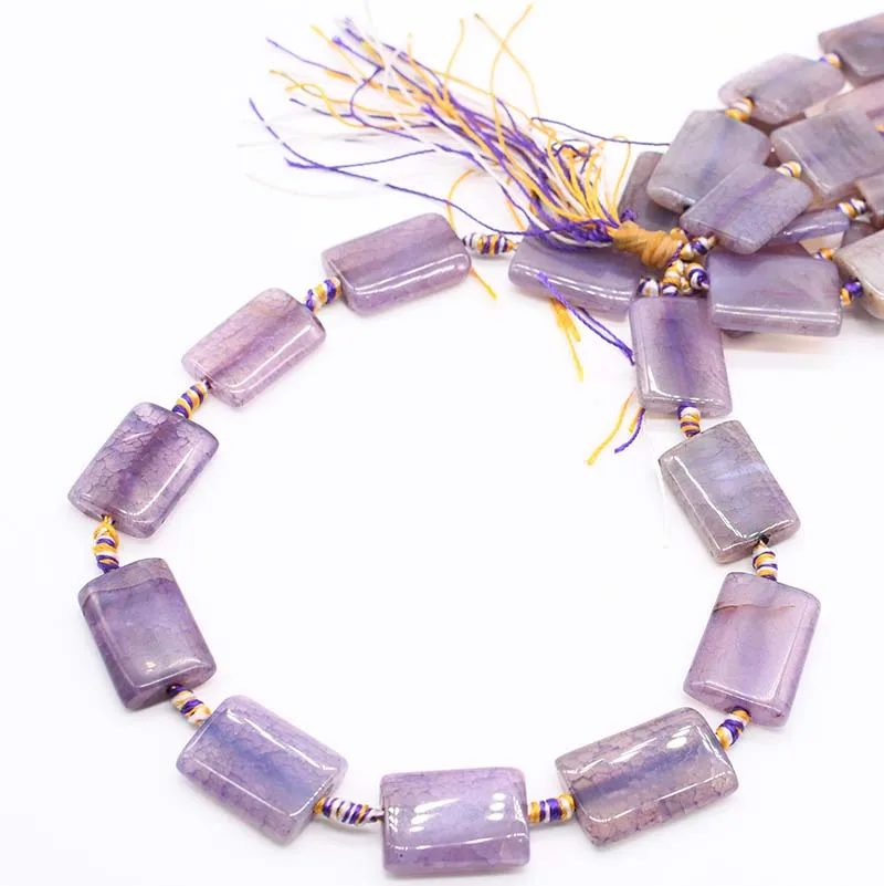 41mm Natural Frost Pale purple rectangular Agates smooth stone beads For DIY Necklace Bracelets Jewelry Making 15