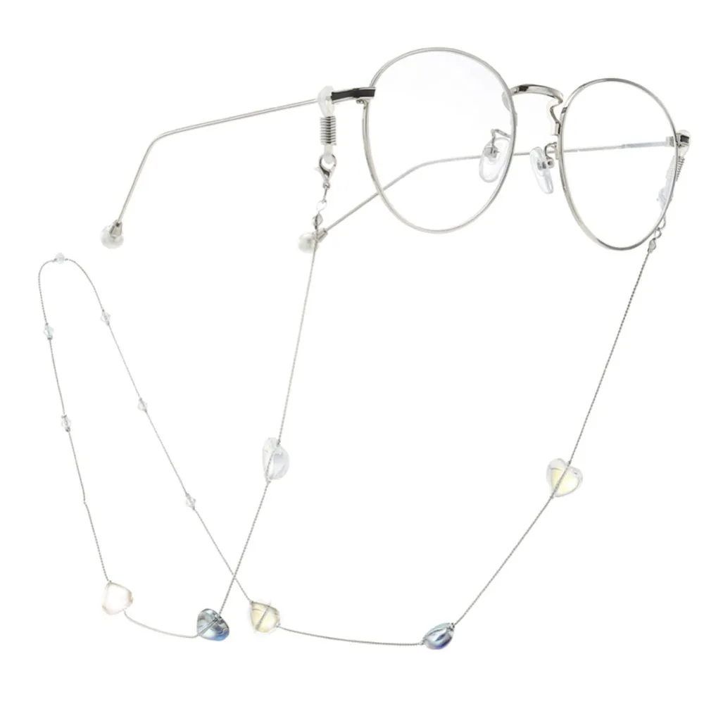 Цепочка для очков для чтения солнцезащитные очки держатель шейный ремешок металлическая Веревка сердце Кристалл бисера ожерелье очки строп ремешок