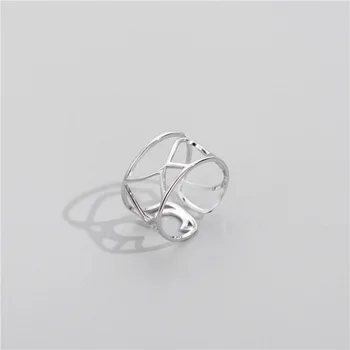 

sodrov S925 sterling silver hollow design ring female Japan and South Korea fashion wide version line index finger ring adjust