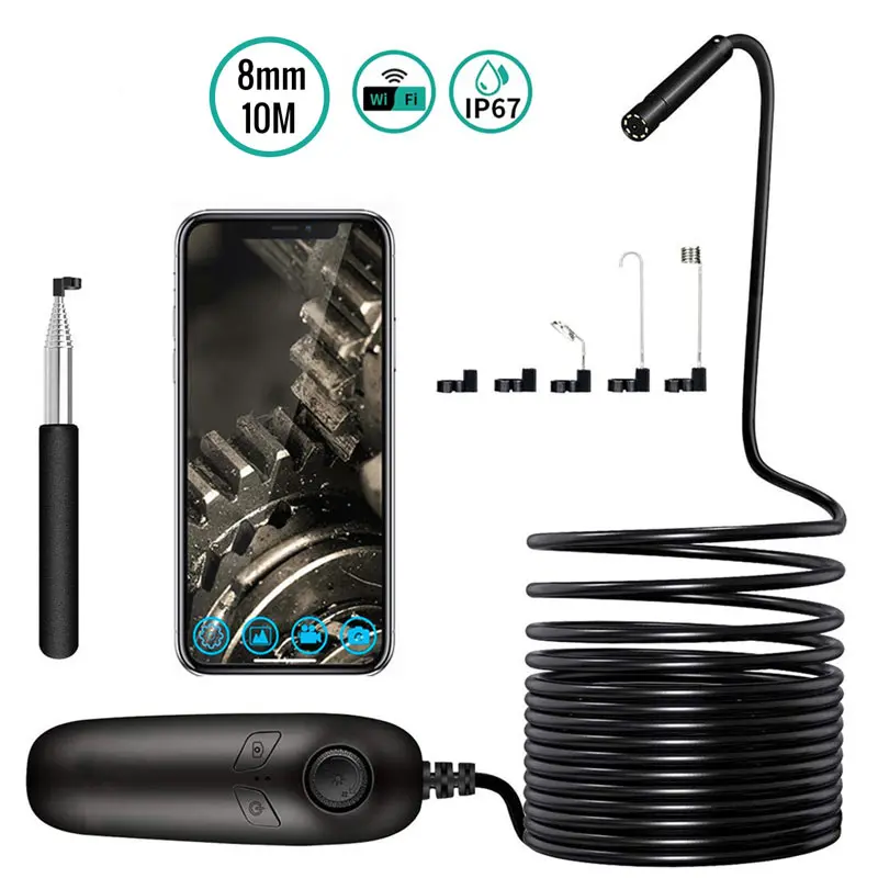 8mm 10M Беспроводной Эндоскоп для Android смартфона, WiFi, Бороскоп, Инспекционная камера, HD эндоскопия, 8 светодиодный фонарик, универсальный вид - Цвет: 8mm 10M