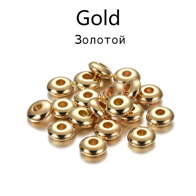 200-400pcs/lot 5 6mm CCB Charm Spacer Beads Wheel Bead Flat Round Loose Beads For DIY Jewelry Making Supplies Accessories Gold