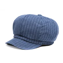 Хлопковые весенне-летние шапки-береты для женщин и мужчин винтажные полосатые Плоские береты Кепка Женская Повседневная Кепка с металлической буквой береты