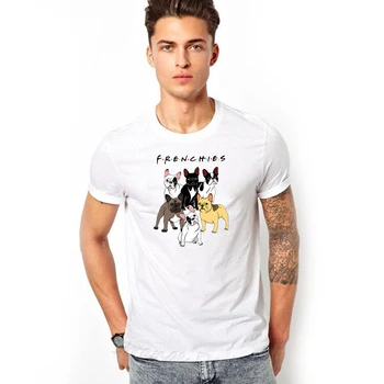

French Bulldog Friends Funny T Shirt Men Harajuku Cute Aesthetic T-shirt Fashion Print Tshirt Tops Male ulzzang Clothing