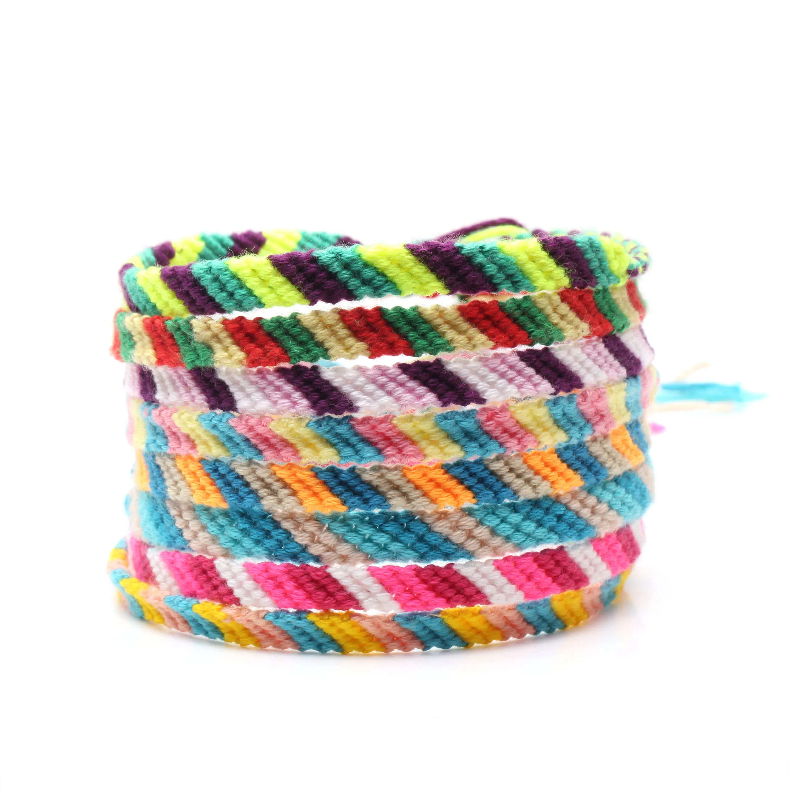 Boho разноцветный плетеный браслет с вышивкой ручной работы конфетная полоса