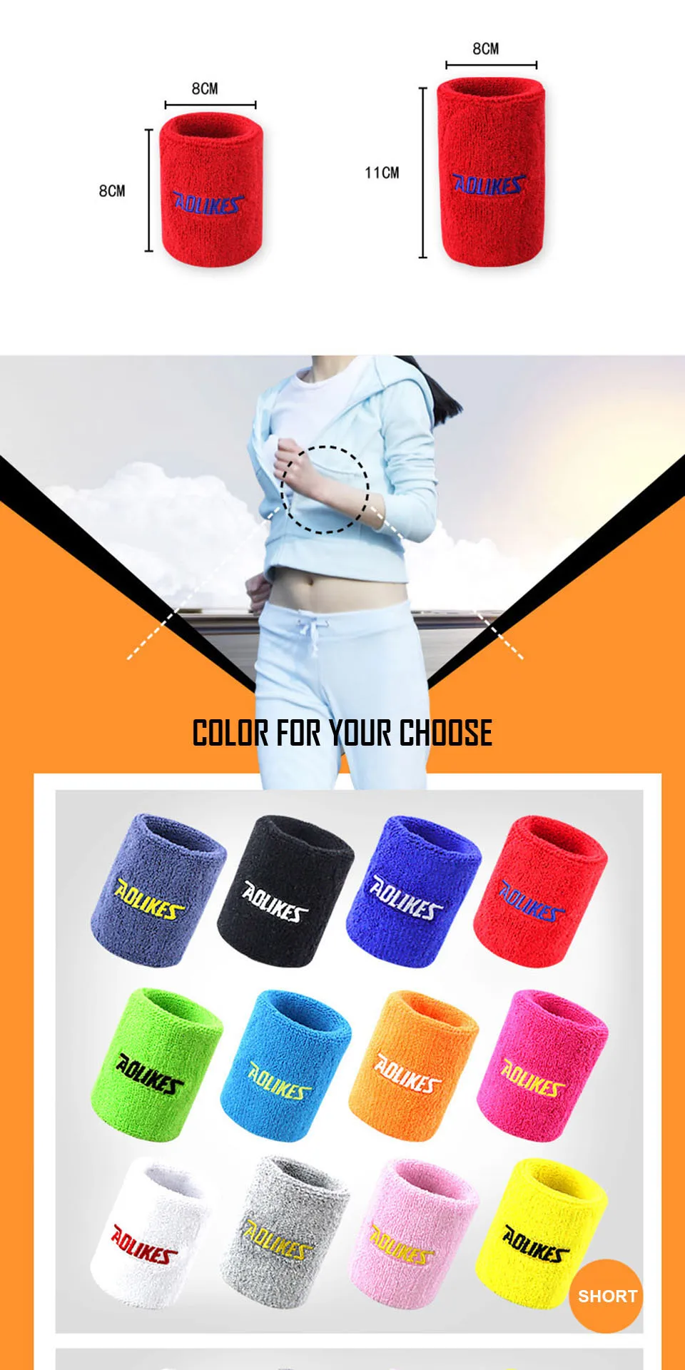 Description Picture 5 of itemAOLIKES 1PCS Cotton Elastic Wristbands Gym Fitness Gear Support Power Weightlifting Wrist Wraps for Basketball Tennis Brace