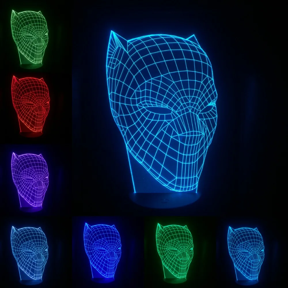 Черная пантера 3D светодиодный светильник атмосферное освещение ночного света цвета Bulbing сенсор классный подарок для мальчиков Lover Спальня украшение стола