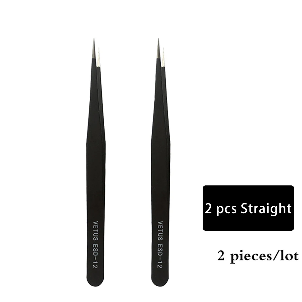 2 pcs/set Stainless Steel Tweezers Anti-static Eyelash Extension Supplies Tweezers Corrosion Resistant Maintenance Repair Tools 3