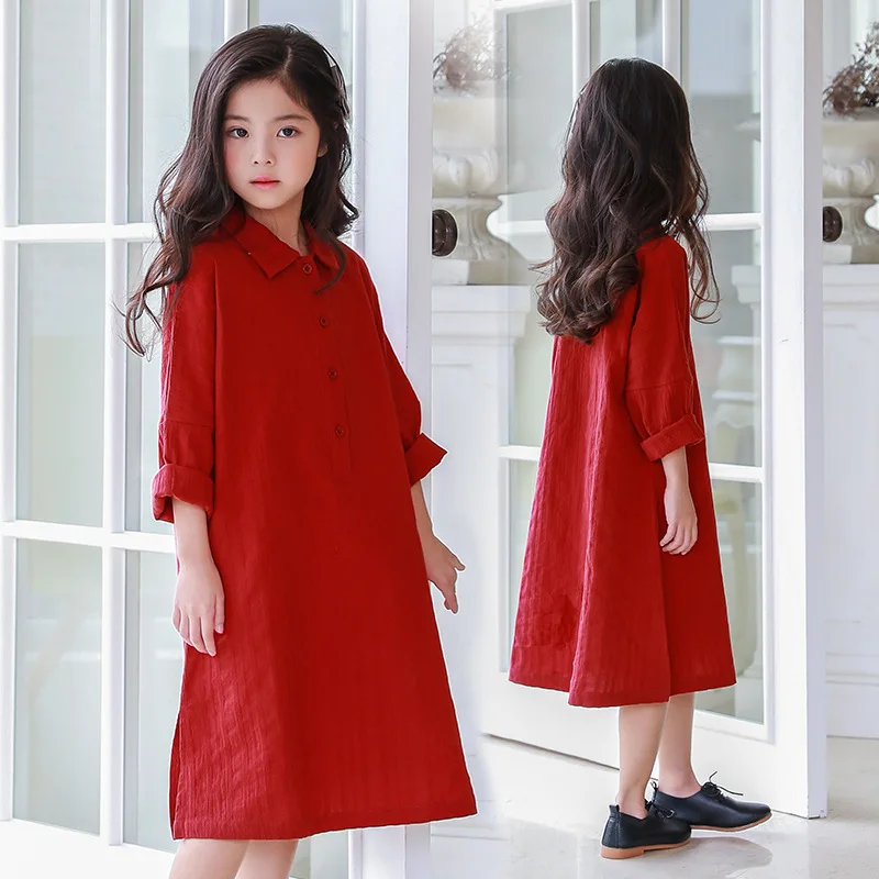 

2019 Spring Clothing New Products Childrenswear Korean-style Girls Long Shirt Casual Dress Long Sleeve Parent And Child Children