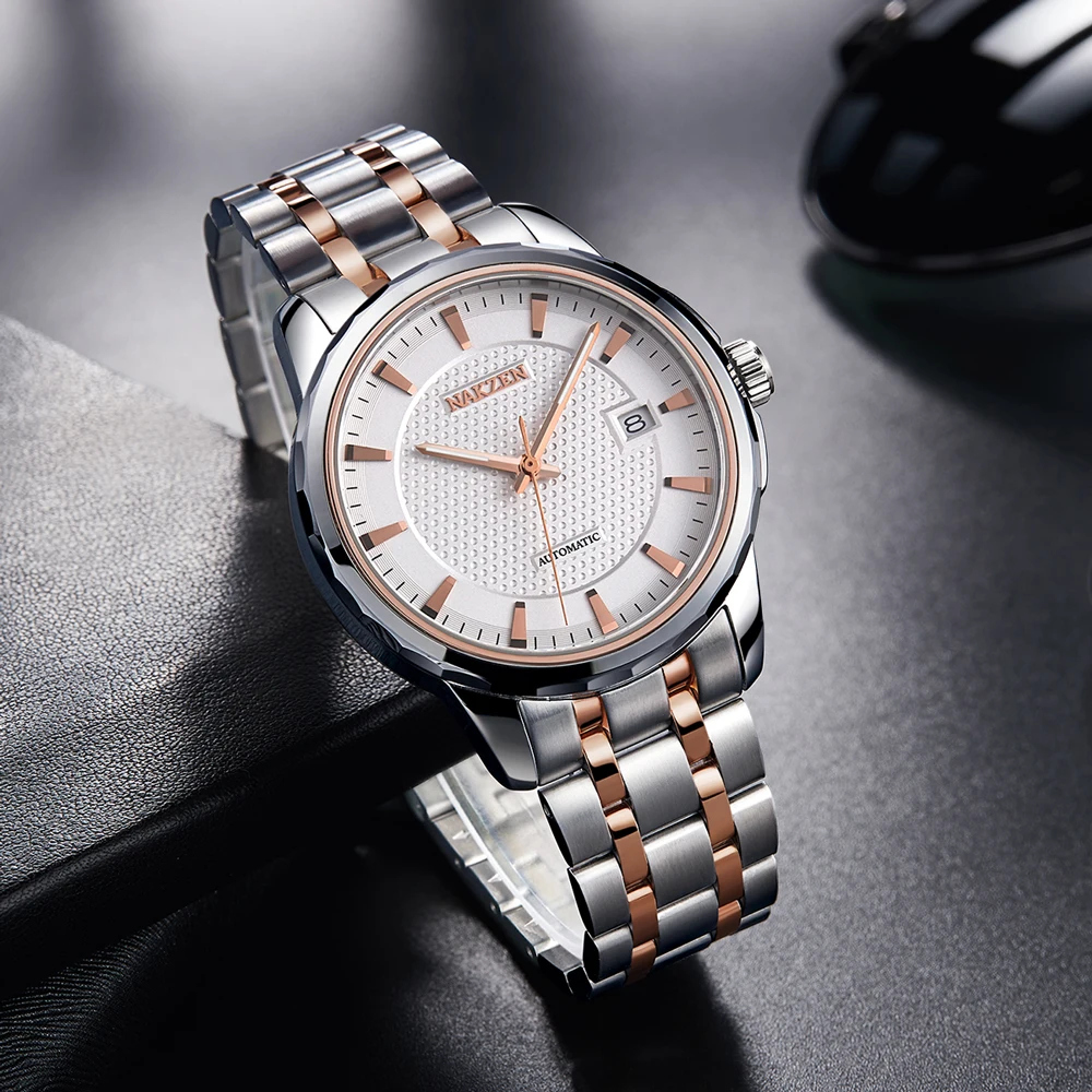 

NAKZEN Men Automatic Mechanical Watches Man Business Watch Japan Movement Stainless Steel Wristwatch Gift Watch For Lovers