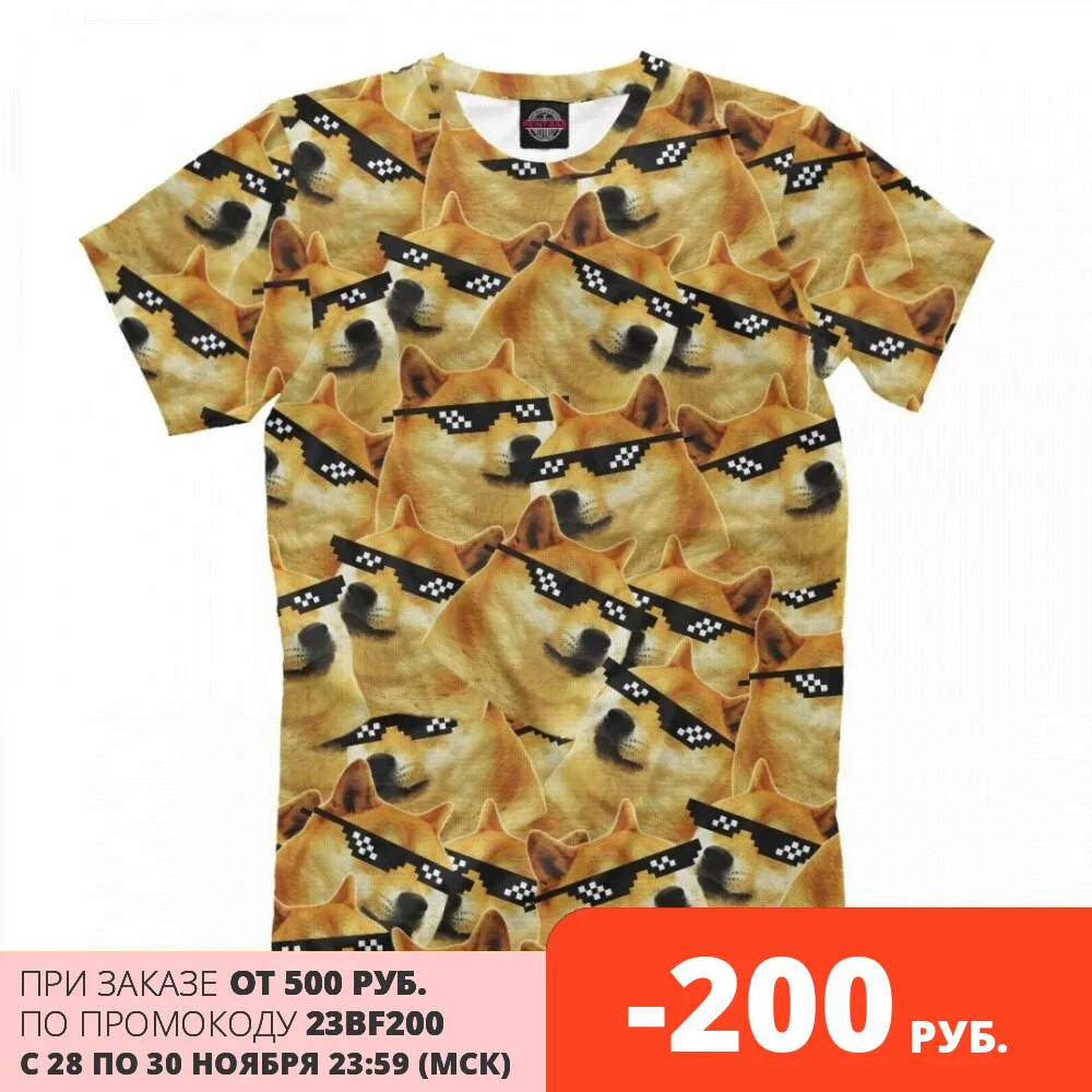 Мужская футболка Doge мем в deal with it очках|Футболки| |