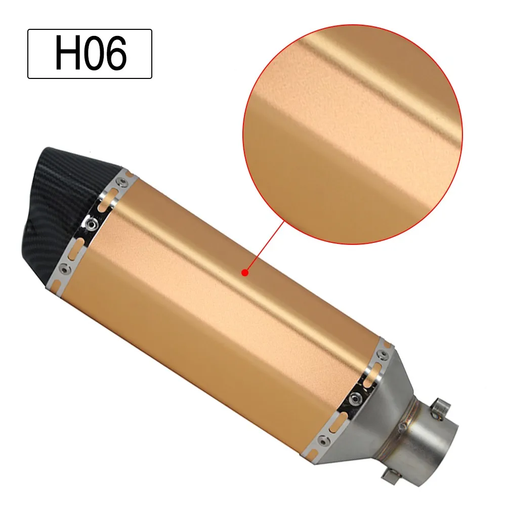 ZSDTRP 51 мм Универсальный мотоцикл Akrapovic выхлоп модифицированный глушитель труба скутер, питбайк грязи мотокросса для Yamaha R1 CBR250R - Цвет: H06