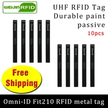 UHF Радиочастотная Идентификация анти-металл метка omni-ID fit210 915m 868mhz Alien H3 10 шт прочная краска длинные и тонкие пассивные RFID метки