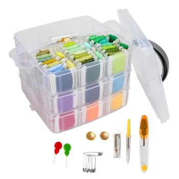 

150Color Embroidery Floss Cross Stitch Kit Bracelets Thread Tool Sewing Accessorie Storage Box Embroidery Set