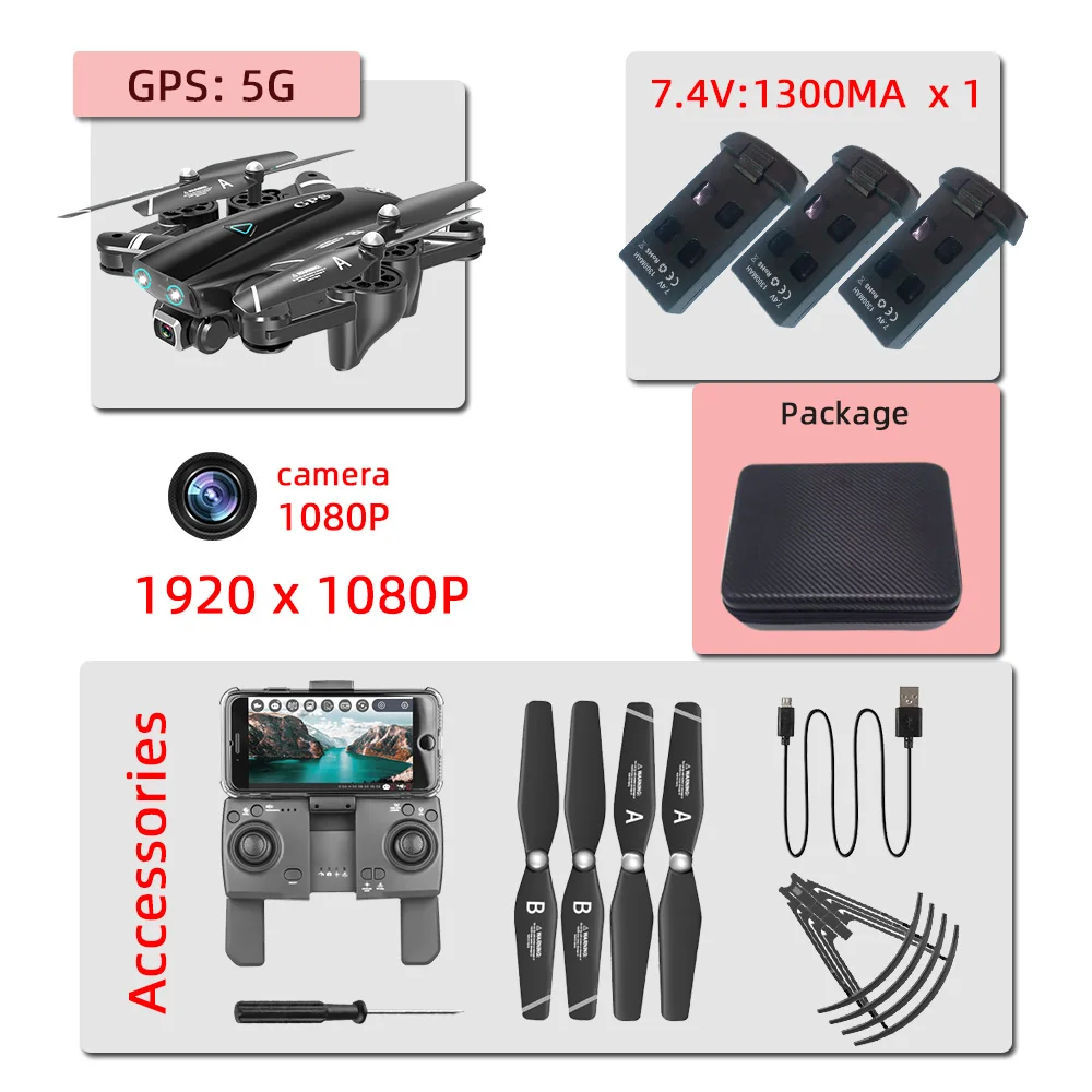 S167 gps 4K с камерой селфи Дрон профессиональные игрушки дроны, Радиоуправляемый вертолет игрушка Квадрокоптер juguetes Квадрокоптер VS SG907 - Цвет: 5G-1080P-3B-bag