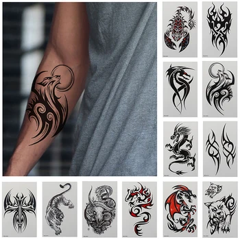 

Temporary Tattoo Sticker Wolf Scorpion Dragon Body Arm Art Sticker Waterproof New Arrival