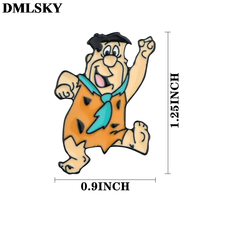 DMLSKY The Flintstones Personality brooch Metal Pin For Women Men Backpack Pin clothes Pins badge Hat Pin Charm JewelryM3986