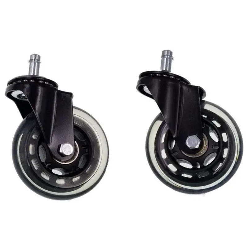 4x Black swivel PU wheels castor Set, Diameter 75mm = 3inch, 180kg for your home or office furniture chair table trolley dolly