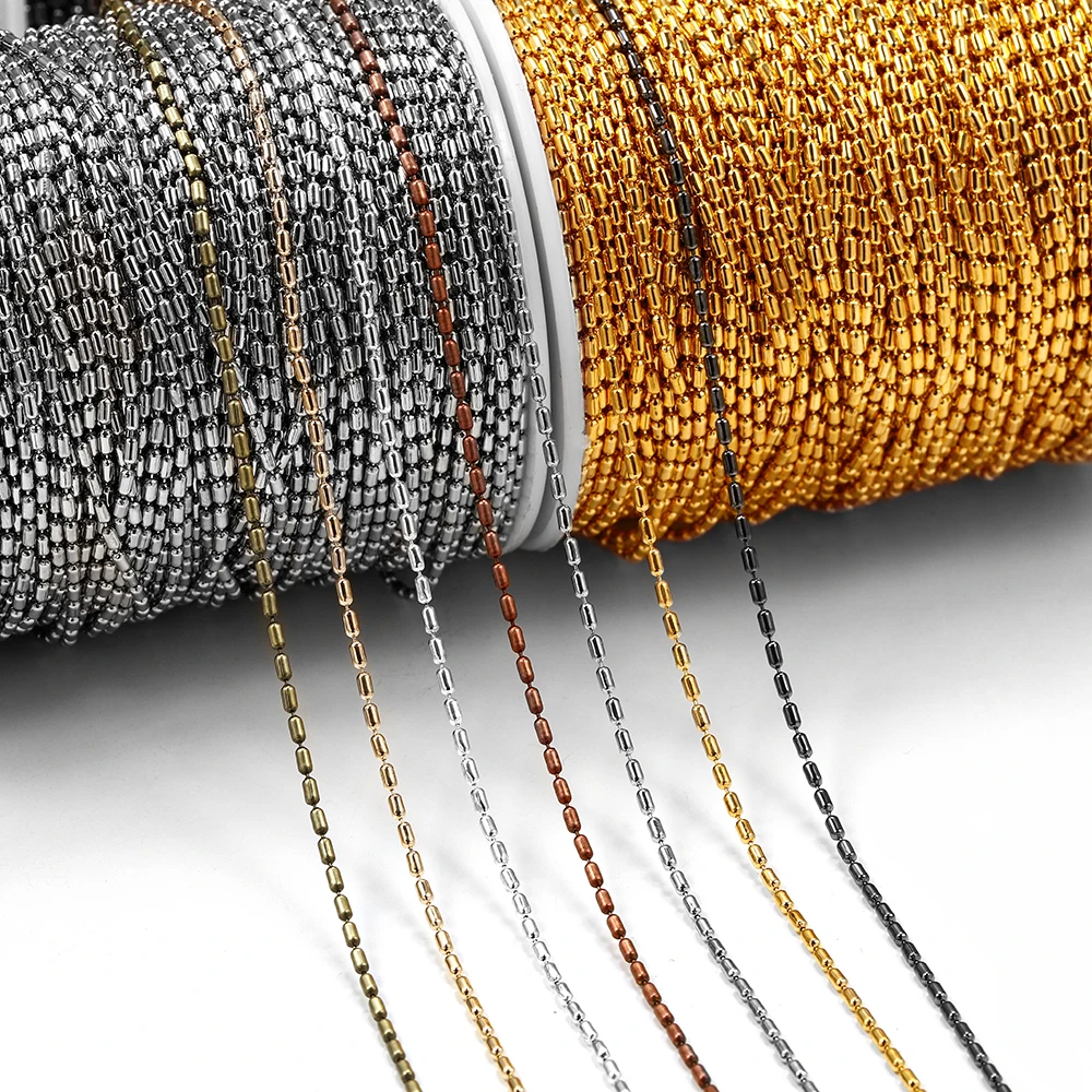 2M/lot 1,5mm Gold Groß Kupfer Zylindrischen Perle Kette Bambus Ketten Für DIY Halskette Armband Schmuck Machen liefert – Detail 9