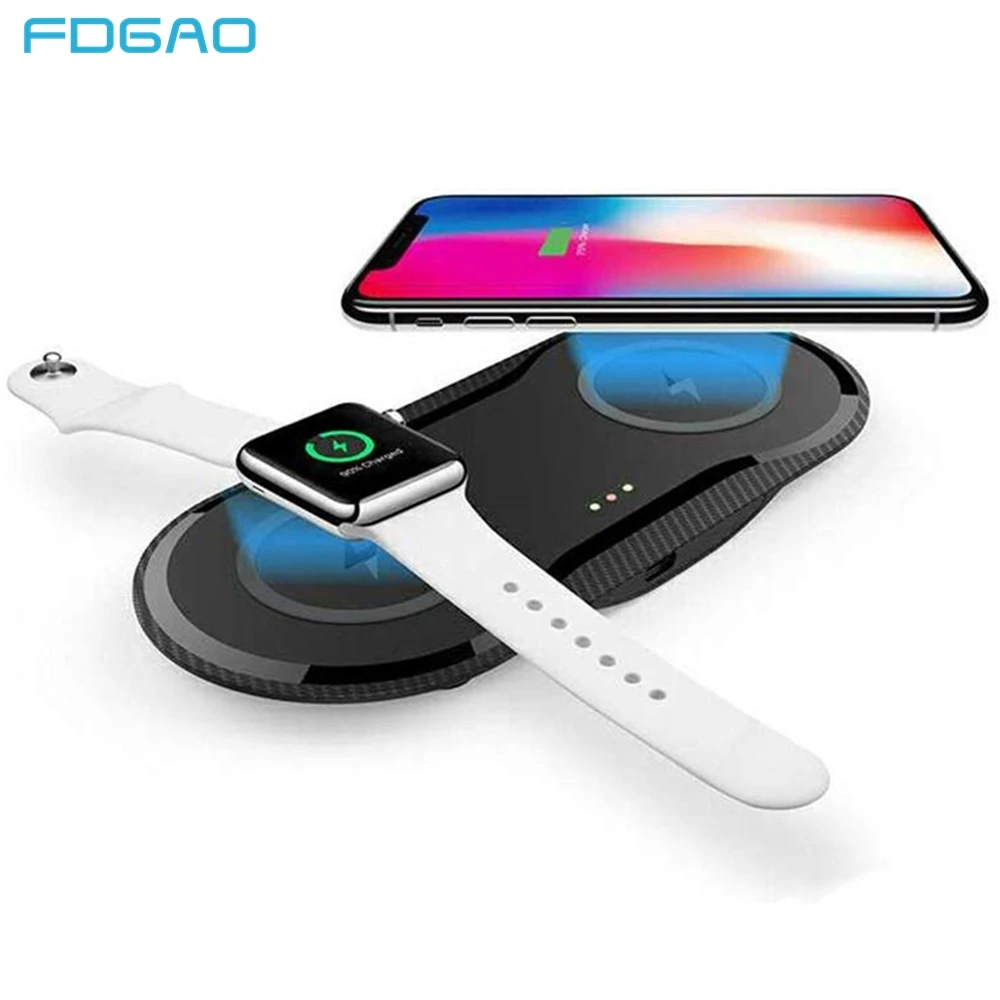 

FDGAO Qi Wireless Charger For Airpods Apple Watch 5 4 3 2 1 iWatch 10W Fast Charging Pad for iPhone 11 Pro XS XR X 8 Samsung S10