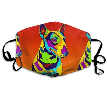 

Color Bull Terrier Dog Washable Reusable Mask, Cotton Anti Dust Half Face Mouth Mask For Kids Teens Men Women With Adjustable