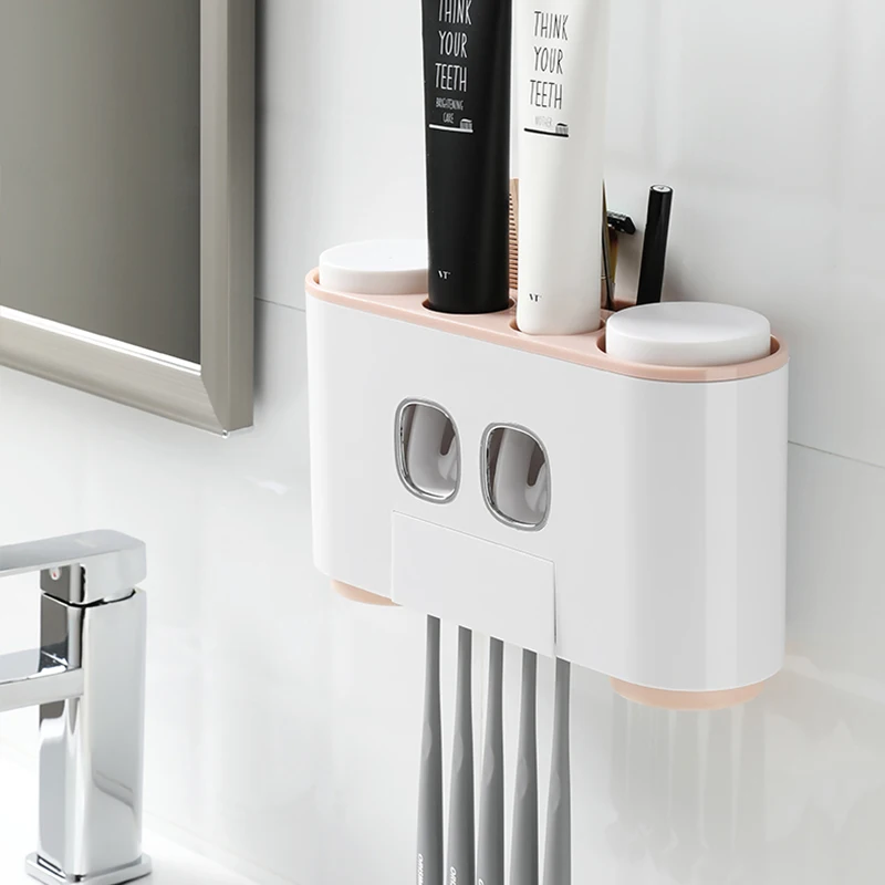 Автоматический дозатор для зубной пасты настенный держатель для зубной щетки Органайзер стойка для хранения кружек аксессуары для ванной комнаты Набор