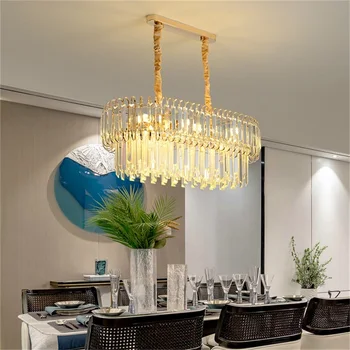 AOSONG Gold Luxury Chandelier Fixtures Modern Crystal Pendant Lamp Light Home LED for Dining Room Decoration 5