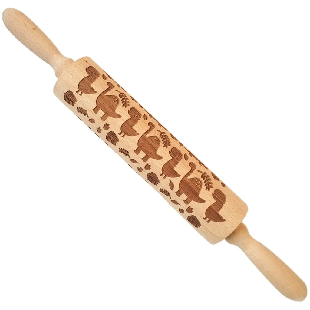 Rolling Pin Engraved Carved Wood Embossed Rolling Pin Kitchen ToolDropshipping free shipping hot sale Accessories tool Home
