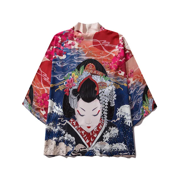 Male Print Kimono Cardigan Cardigan Shirt Blouse Yukata Men Haori Obi Clothes Samurai Clothing Japanese Kimono For Men