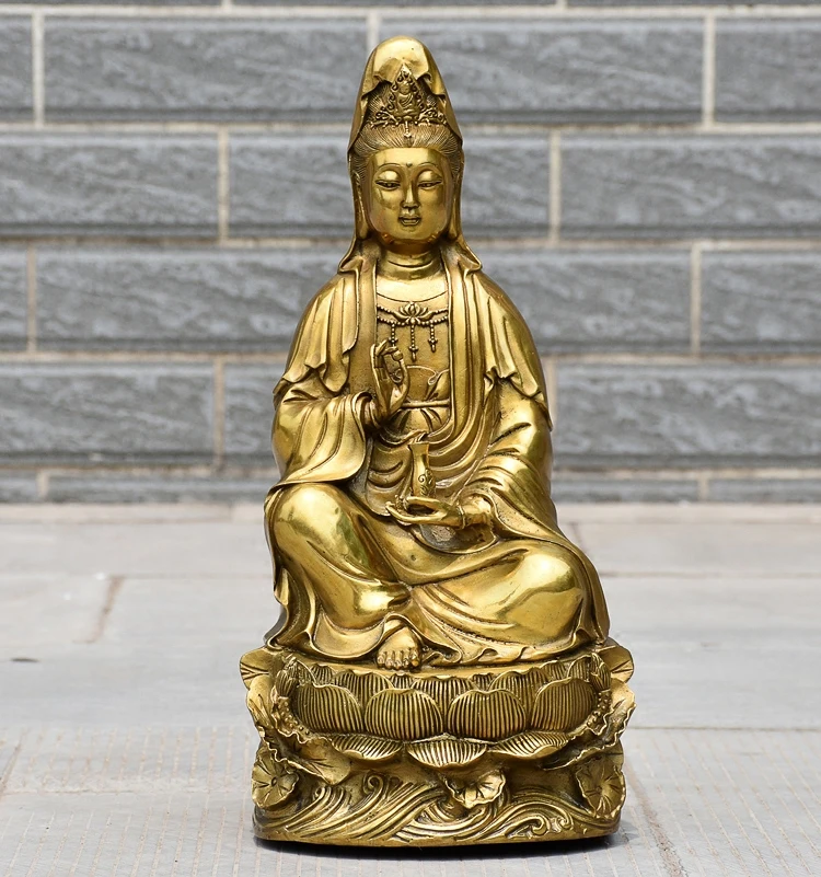 

36CM Large # home family Safe Health GOOD luck Talisman Guanyin Bodhisattva buddha Brass statue FENG SHUI efficacious Protection