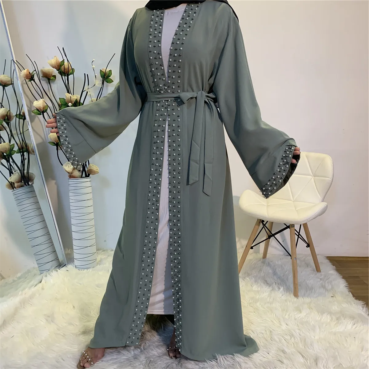 Vestido muçulmano cetim para as mulheres, elegante