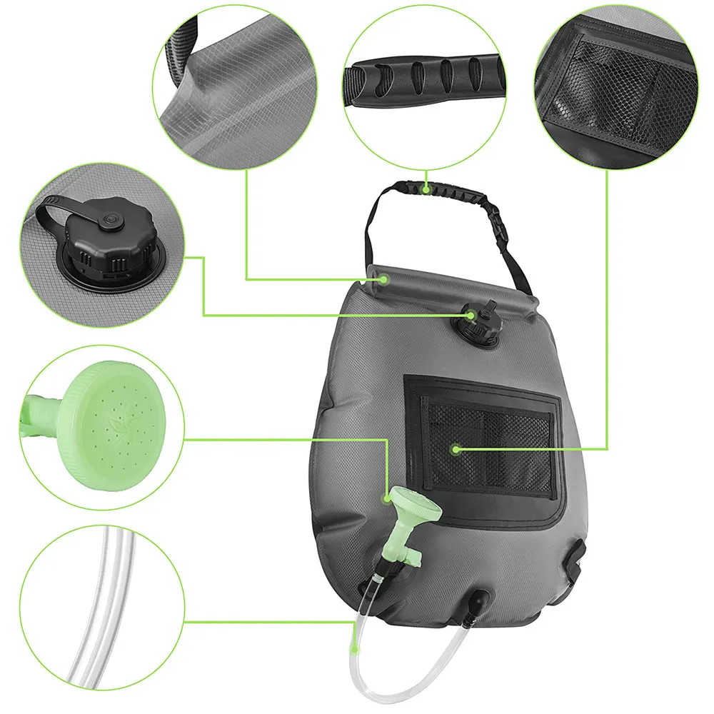 20L Outdoor Portable Shower Water Bags Solar Heating Camping Hiking Travel Climbing Bathing Equipment Storage | Спорт и развлечения