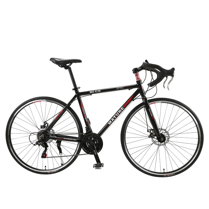 700C дорожный велосипед 21/27/30 скоростей ультра светильник рама из алюминиевого сплава двойной дисковый тормоз высокое качество студент дорожная Велосипеды велосипеда - Цвет: 21S Black red