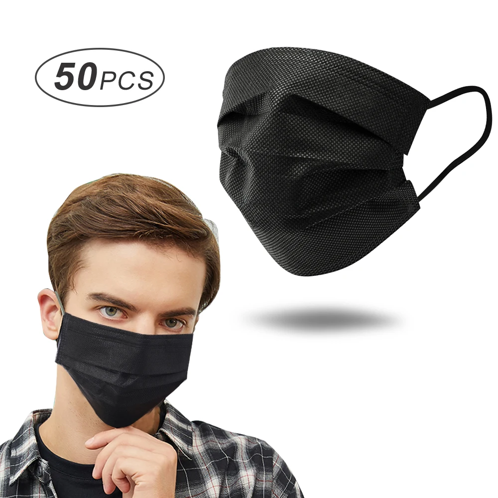 

50PCS Disposable Protective Mask 3 Layers Dustproof Facial Protective Cover Masks Maldehyde Prevent bacteria anti-virus Masks