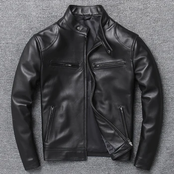 

Spring Jacket Motorcycle Genuine Jackets for Men Cow Leather Casacos Masculino Pph596