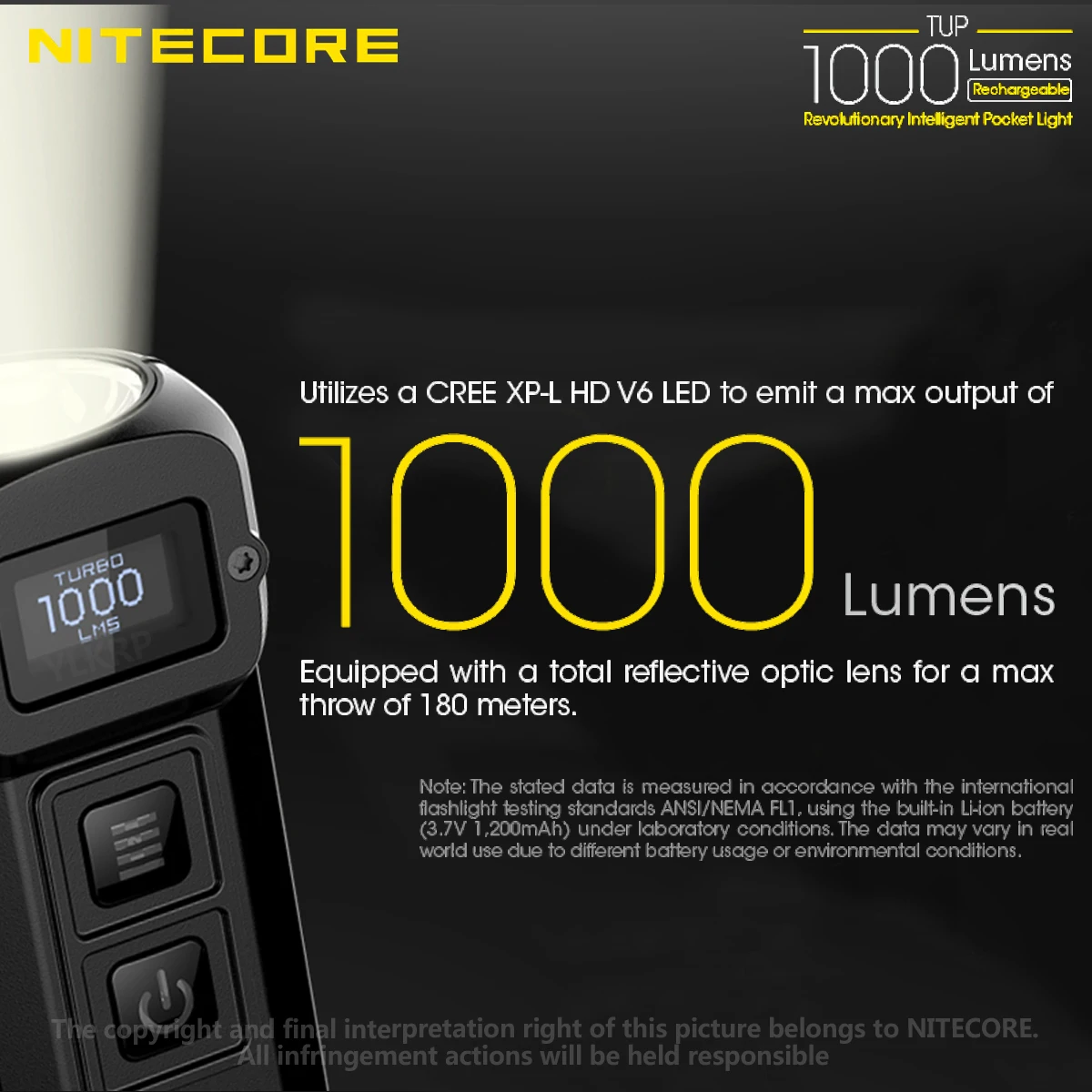 NITECORE TUP 1000 lumens rechargeable metal keychain light with display led flashlight mini flashlight mini led flashlight